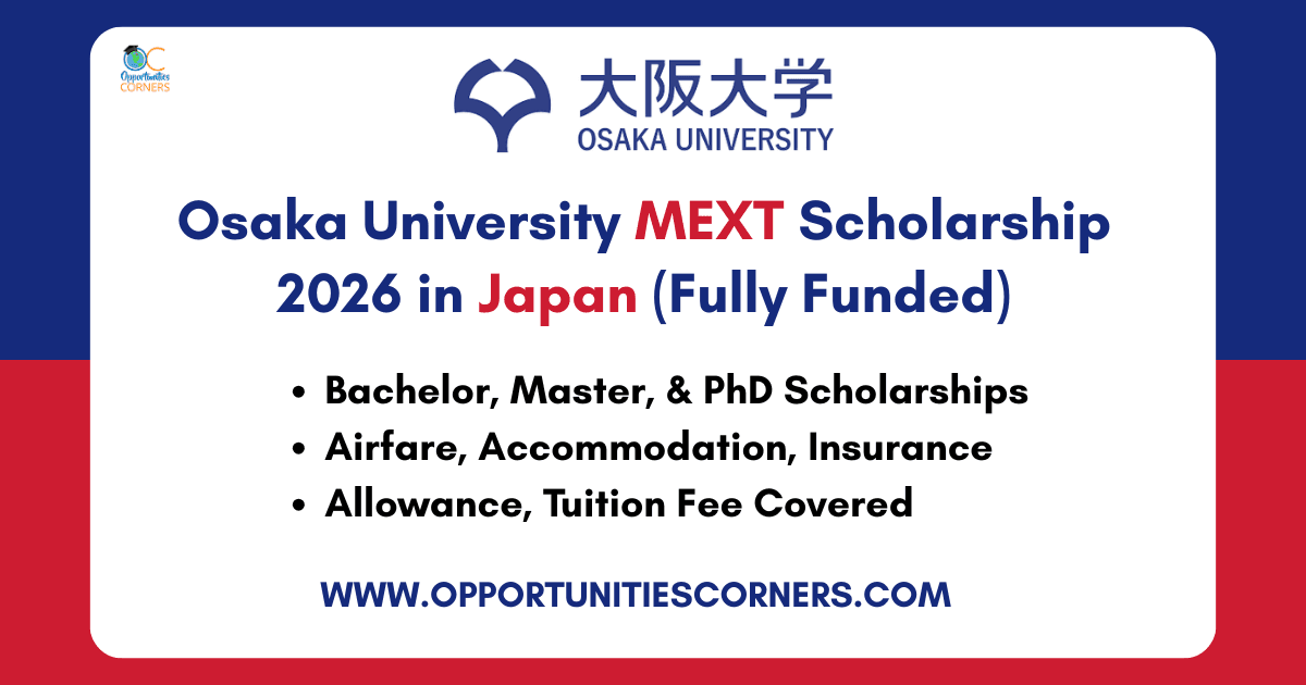 University of Osaka MEXT Scholarship 2026 in Jan (Fully Funded)