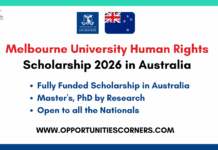 University of Melbourne Human Rights Scholarship 2026 in Australia (Fully Funded) University of Melbourne Human Rights Scholarship 2026