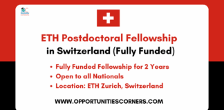 ETH Postdoctoral Fellowship 2025/26