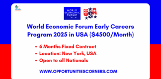 World Economic Forum Early Careers Program 2025 in USA
