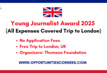 Young Journalist Award 2025 (All Expenses Covered Trip to London) Young Journalist Award 2025