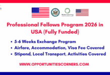 Professional Fellows Program 2026 in USA (Fully Funded) Professional Fellows Program 2026