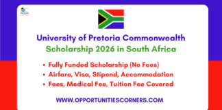 University of Pretoria Commonwealth Scholarship 2026 in South Africa