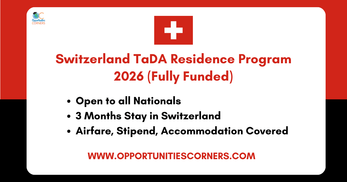Switzerland TaDA Residence Program 2026 (Fully Funded)