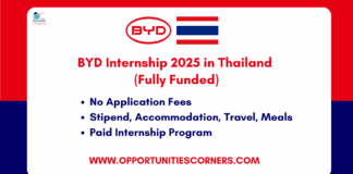 BYD Internship 2025 in Thailand