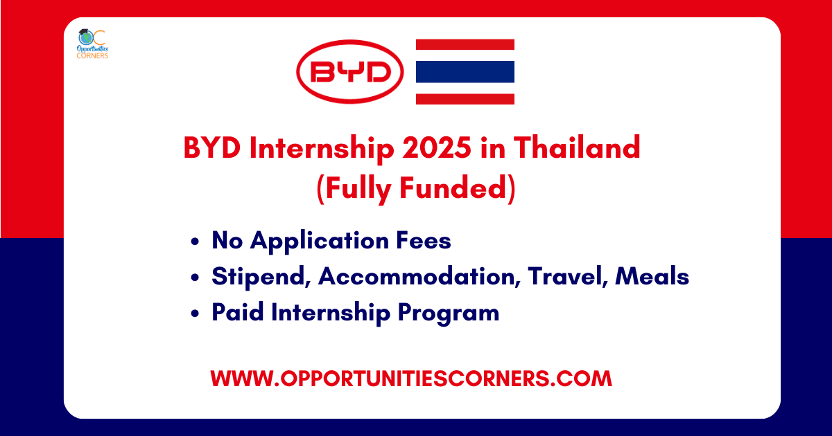 BYD Internship 2025 in Thailand (Fully Funded)