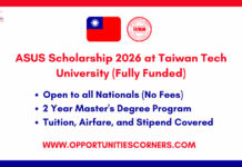 ASUS Scholarship 2026 at Taiwan Tech University (Fully Funded) ASUS Scholarship 2026