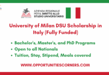 University of Milan DSU Scholarship 2026/27 in Italy (Fully Funded) University of Milan DSU Scholarship 2026