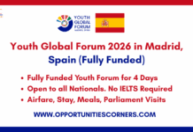 Youth Global Forum 2026 in Madrid, Spain (Fully Funded) Youth Global Forum 2026 in Madrid