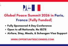 Global Peace Summit 2026 in Paris, France (Fully Funded) Global Peace Summit 2026