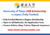 University of Tokyo ADB Scholarship 2026
