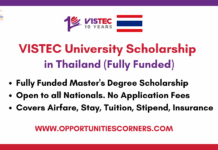 VISTEC University Scholarship 2026 in Thailand (Fully Funded) VISTEC University Scholarship 2026