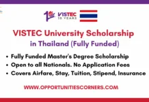 VISTEC University Scholarship 2026 in Thailand (Fully Funded) VISTEC University Scholarship 2026