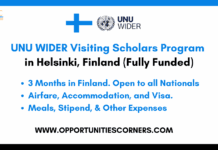 UNU WIDER Visiting Scholars Program 2025 in Finland (Fully Funded) UNU WIDER Visiting Scholars Program