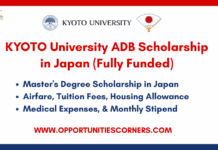 KYOTO University ADB Scholarship 2026 in Japan (Fully Funded) KYOTO University ADB Scholarship 2026