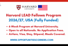 Harvard LEAD Fellows Program 2026/27, USA (Fully Funded) Harvard LEAD Fellows Program