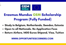 Erasmus Mundus GEM Scholarship 2026/28 (Fully Funded) Erasmus Mundus GEM Scholarship