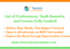 List of Conferences and Youth Summits