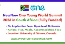 NewNow One Young World Summit 2026 in South Africa (Fully Funded) NewNow One Young World Summit 2026