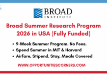 Broad Summer Research Program 2026 in USA (Fully Funded) Broad Summer Research Program