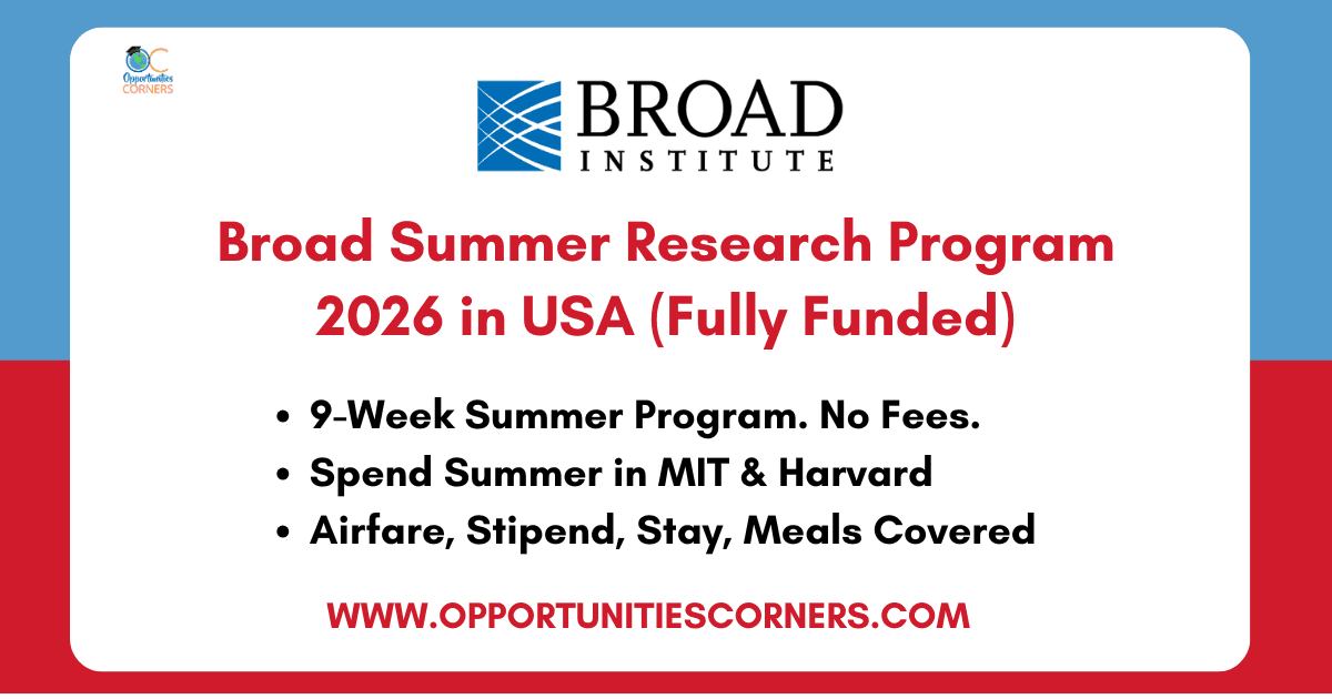 Broad Summer Research Program 2026 in USA (Fully Funded) Broad Summer Research Program