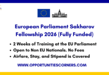 European Parliament Sakharov Fellowship 2026