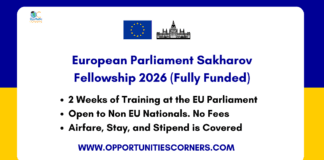 European Parliament Sakharov Fellowship 2026