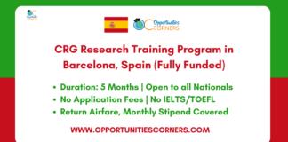 CRG Research Training Program 2026 in Spain