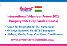 International Volunteer Forum 2026 Hungary (100 Fully Funded Seats) International Volunteer Forum 2026 Hungary
