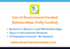 List of Government-Funded Scholarships