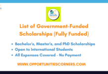 List of Government-Funded Scholarships for 2026 (Fully Funded) List of Government-Funded Scholarships