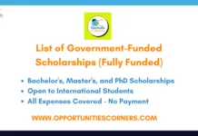 List of Government-Funded Scholarships