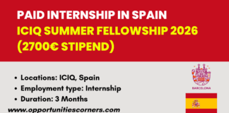 ICIQ Summer Fellowship 2026 in Spain (2700€ Stipend) ICIQ Summer Fellowship 2026