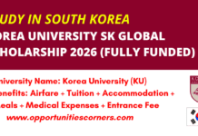 Korea University SK Global Scholarship 2026