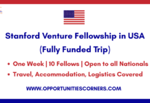 Stanford Venture Fellowship 2026, USA (Fully Funded Trip) Stanford Venture Fellowship 2026