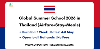 Global Summer School 2026 in Thailand 🇹🇭 (Airfare+Stay+Meals) Global Summer School 2026 in Thailand
