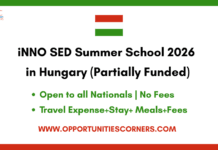 iNNO SED Summer School 2026 in Hungary (Partially Funded) iNNO SED Summer School 2026 in Hungary