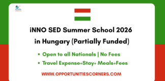 iNNO SED Summer School 2026 in Hungary (Partially Funded) iNNO SED Summer School 2026 in Hungary