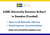 LUND University Summer School 2026 Sweden (Funded) LUND University Summer School 2026