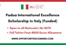 Padua International Excellence Scholarship 2026 in Italy (Funded) Padua International Excellence Scholarship 2026