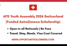 AFS Youth Assembly 2026 Switzerland (Funded AstraZeneca Scholarship)