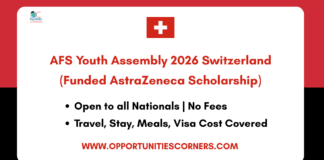 AFS Youth Assembly 2026 Switzerland (Funded AstraZeneca Scholarship)