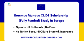 Erasmus Mundus CLIDE Scholarship 2026/28 (Fully Funded) Erasmus Mundus CLIDE Scholarship