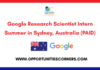 Google Research Scientist Intern Summer 2026 in Australia (PAID) Google Research Scientist Intern Summer 2026