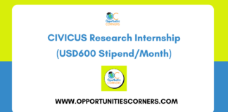 CIVICUS Research Internship 2026 (USD600 Stipend/Month) CIVICUS Research Internship 2026