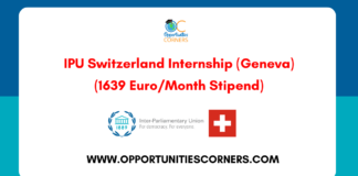 IPU Switzerland Internship 2026 (1639 Euro/Month Stipend) IPU Switzerland Internship 2026