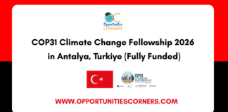 COP31 Climate Change Fellowship 2026 in Turkiye