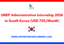 UNDP Administration Internship 2026 in South Korea