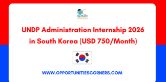 UNDP Administration Internship 2026 in South Korea (PAID) UNDP Administration Internship 2026 in South Korea