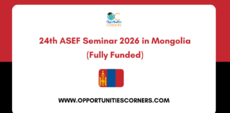 24th ASEF Seminar 2026 in Mongolia (Fully Funded)